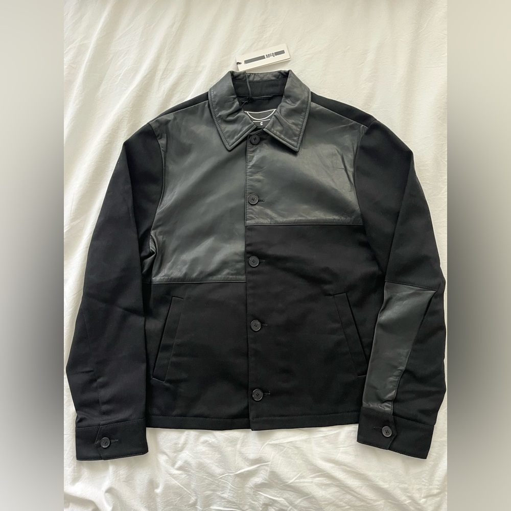 Alexander McQueen McQ Leather Denim Taigen Jacket in Black